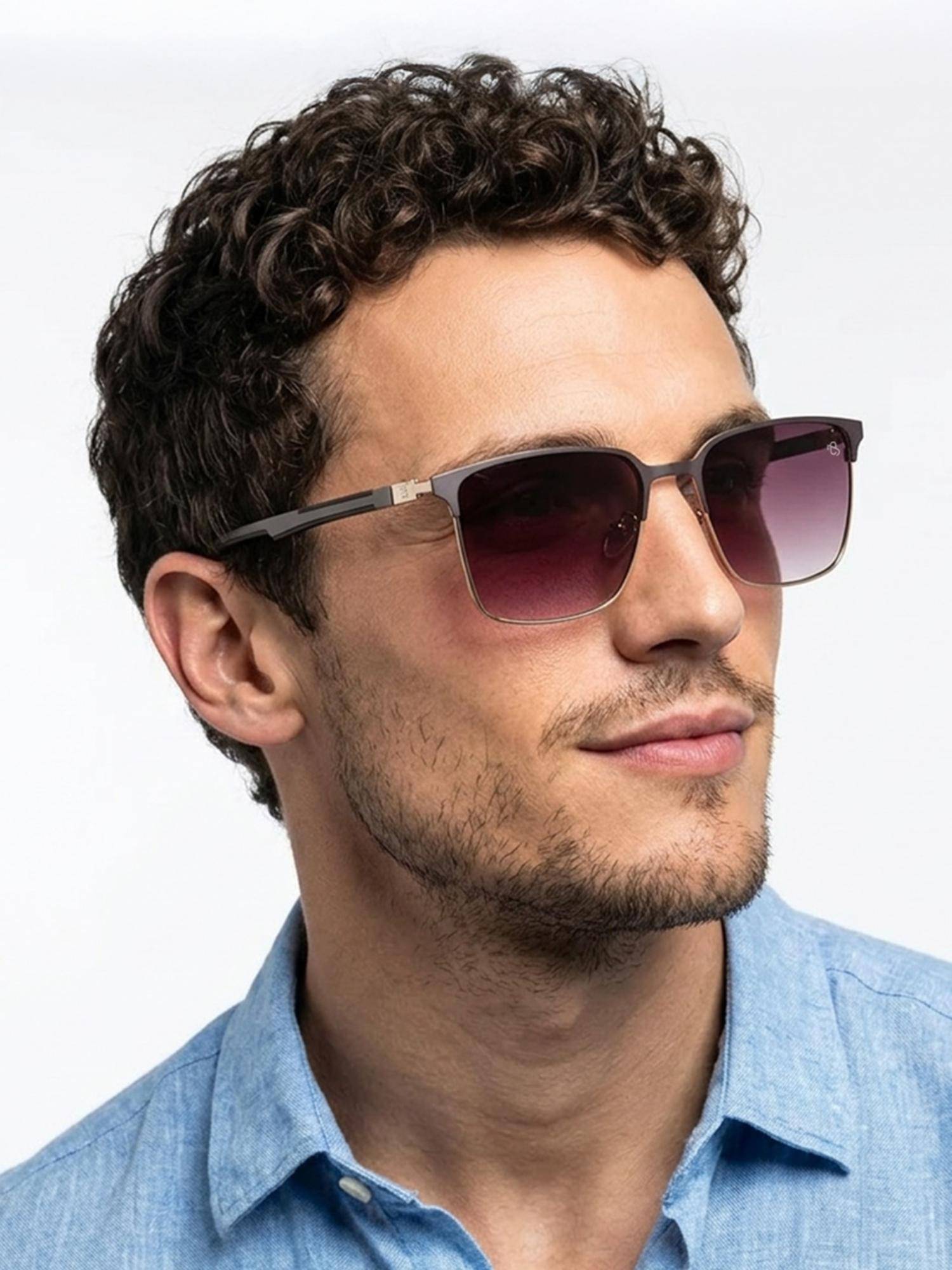 Eyejack Unisex Square Gold Frame Brown Lens Sunglasses - 7032CL898 (57)