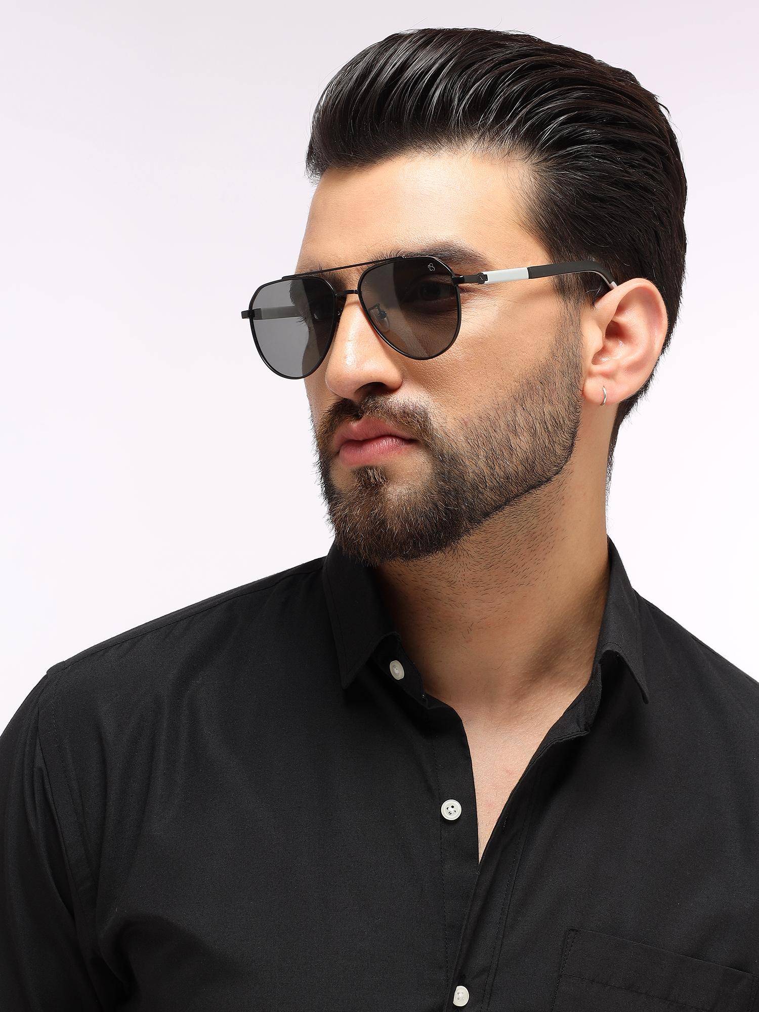 Eyejack Unisex Aviator Black Frame & Lens Sunglasses - 8017PCL876 (57)