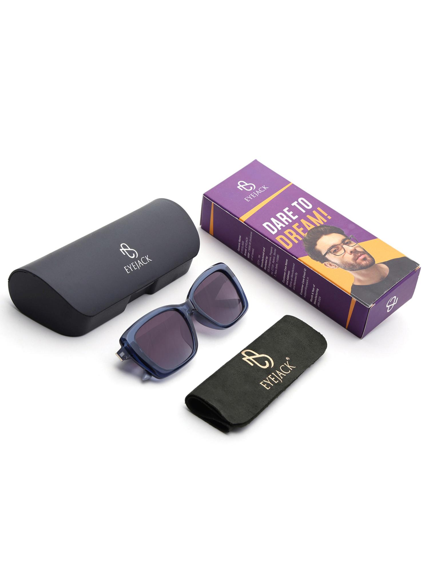 Buy Eyejack Unisex Rectangle Blue Frame Grey Lens Sunglasses
