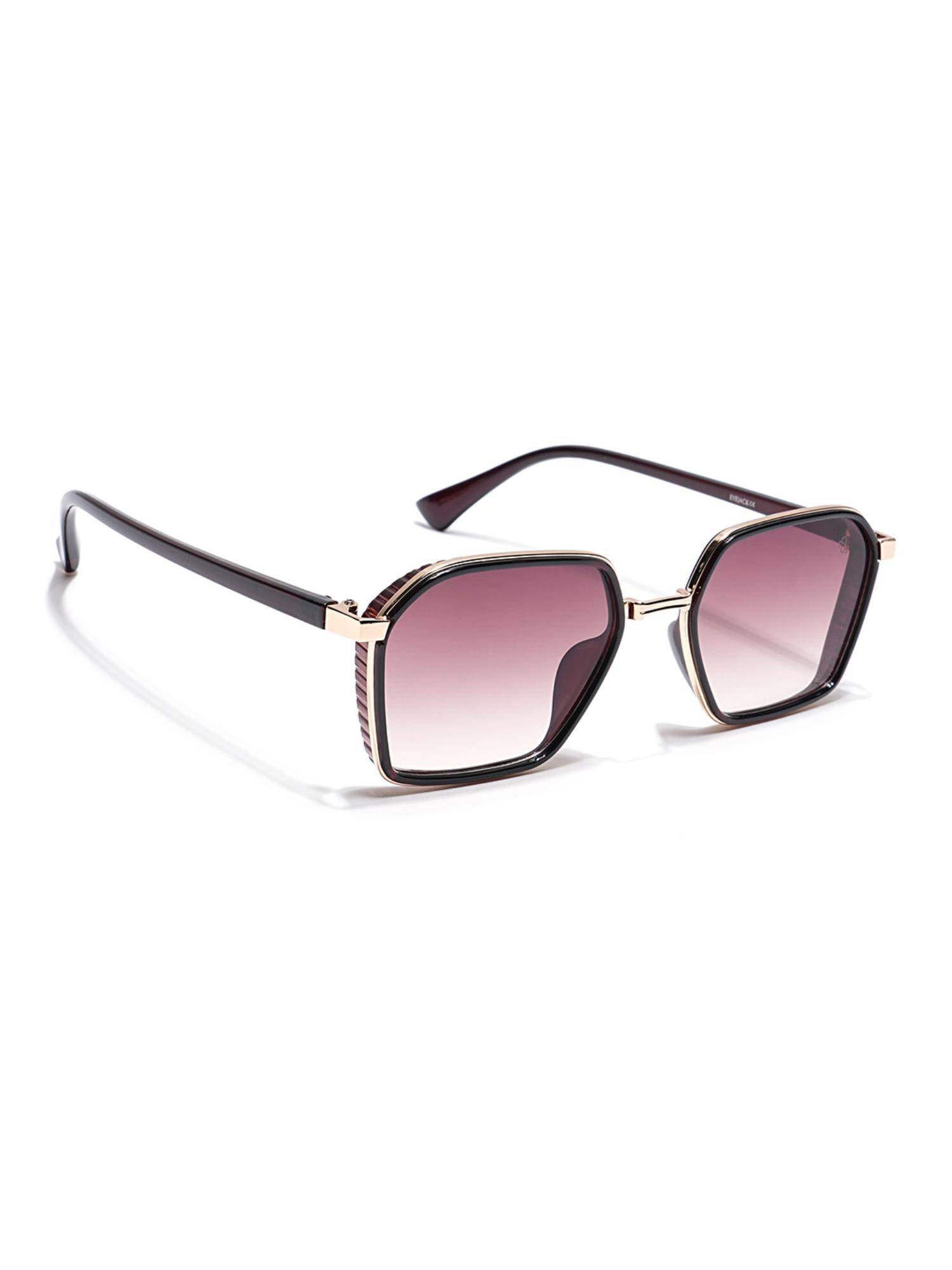 Eyejack Unisex Square Gold Frame Brown Lens Sunglasses - B80745CL838 (51)