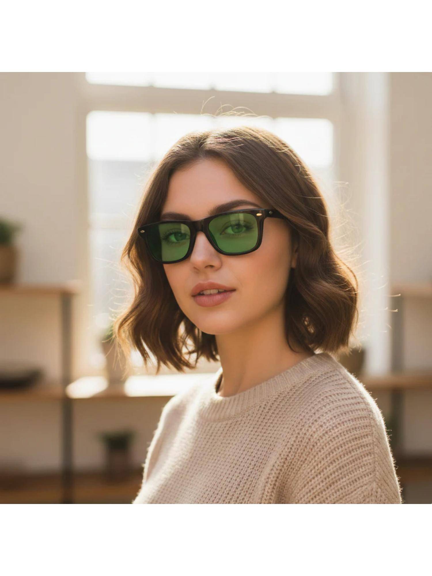 Zaadran Unisex Belgium Green Lens Sunglasses (56)