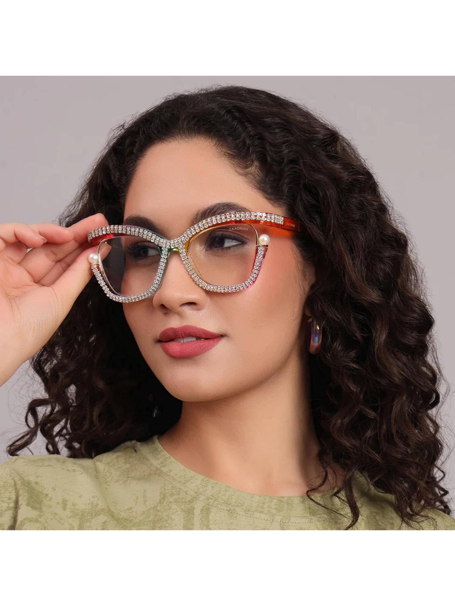 Zaadran Unisex Diamond Clear Lens Sunglasses (54)