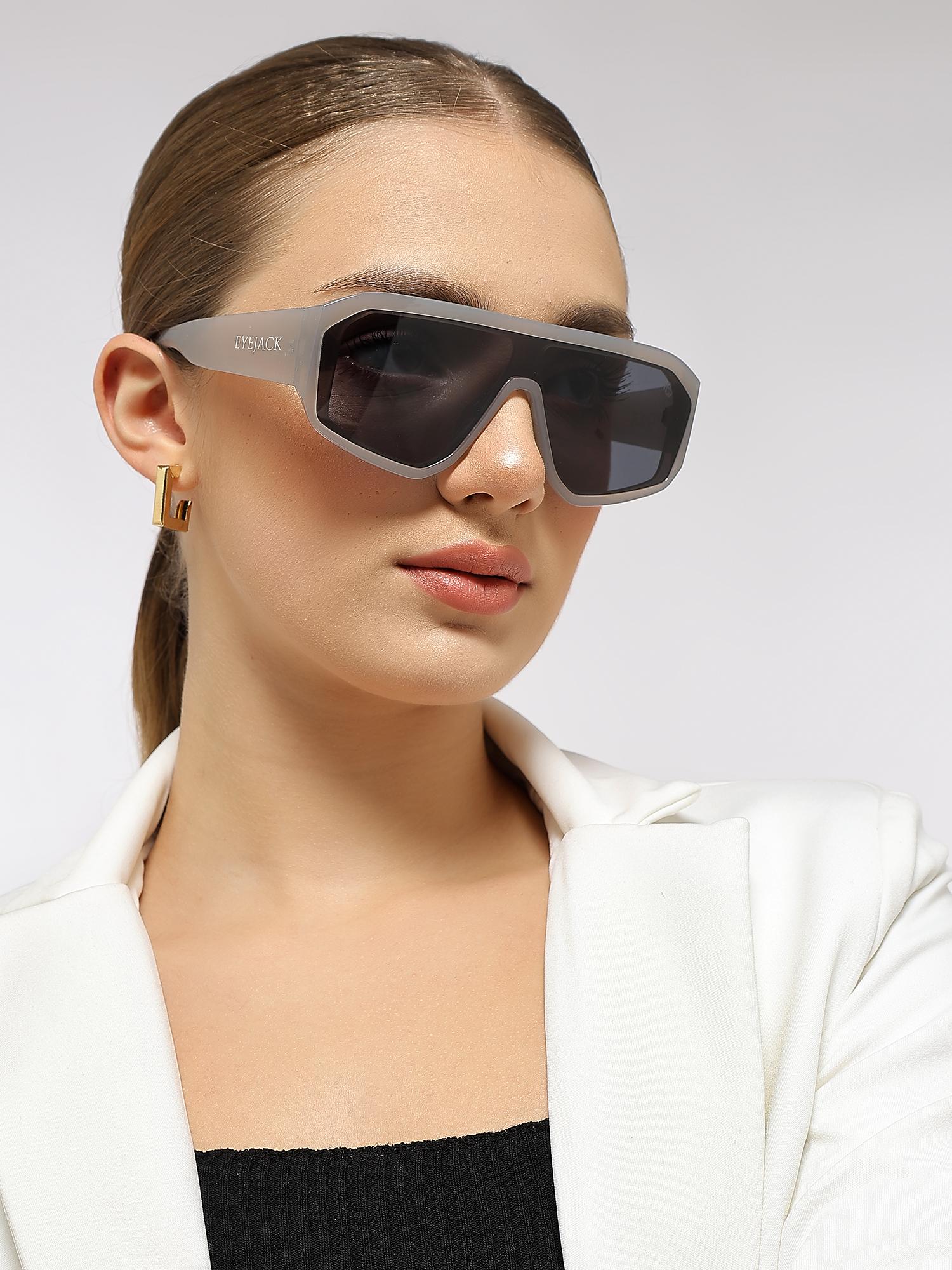 Buy Eyejack Unisex Wayfarer Grey Frame Black Lens Sunglasses