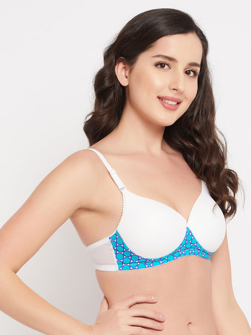 Clovia Level 1 Push-Up Non-Wired Demi Cup Multiway T-shirt Bra in White
