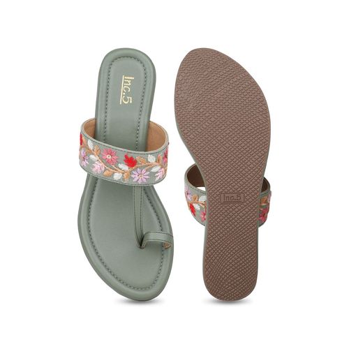 Buy Womens Green Ethnic Embellished Open Toe Heels Online