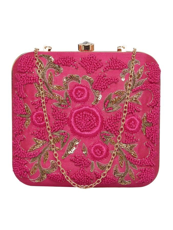 fuschia pink clutch