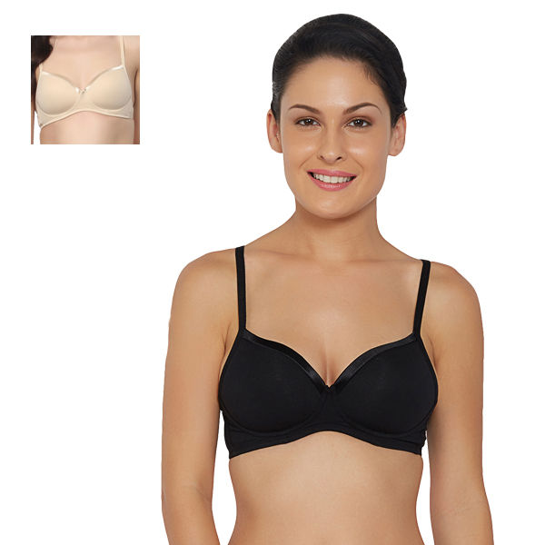 Buy Soie Womens Non Wired Cotton Bra Combo Pack Of 2 Multi Color Online 3410