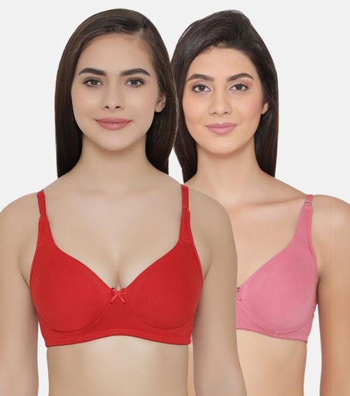 Buy Clovia Pack Of 2 Cotton Rich Non-Padded Non-Wired Bra With
