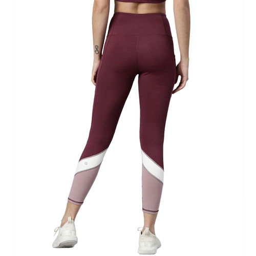 Buy Enamor Athleisure E158- Dry Fit Antimicrobial High Rise Leggings -Plum/M-Pink/Rosewater Combo Online