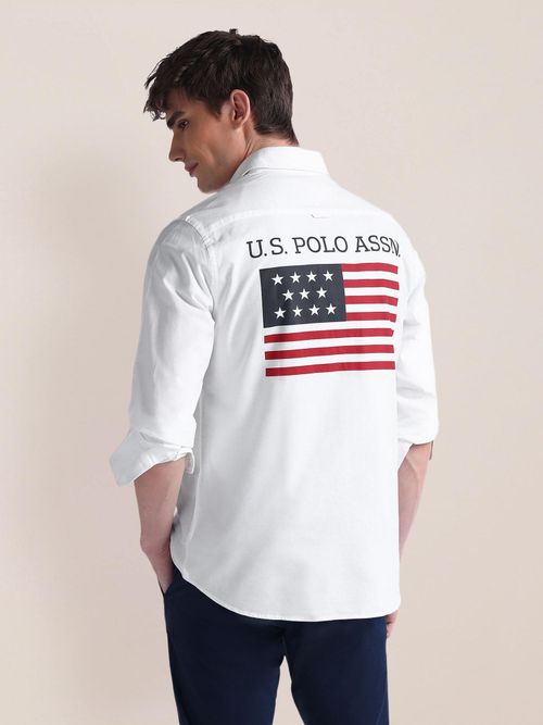 POLO Long Sleeve Graphic Print White Casual Shirt