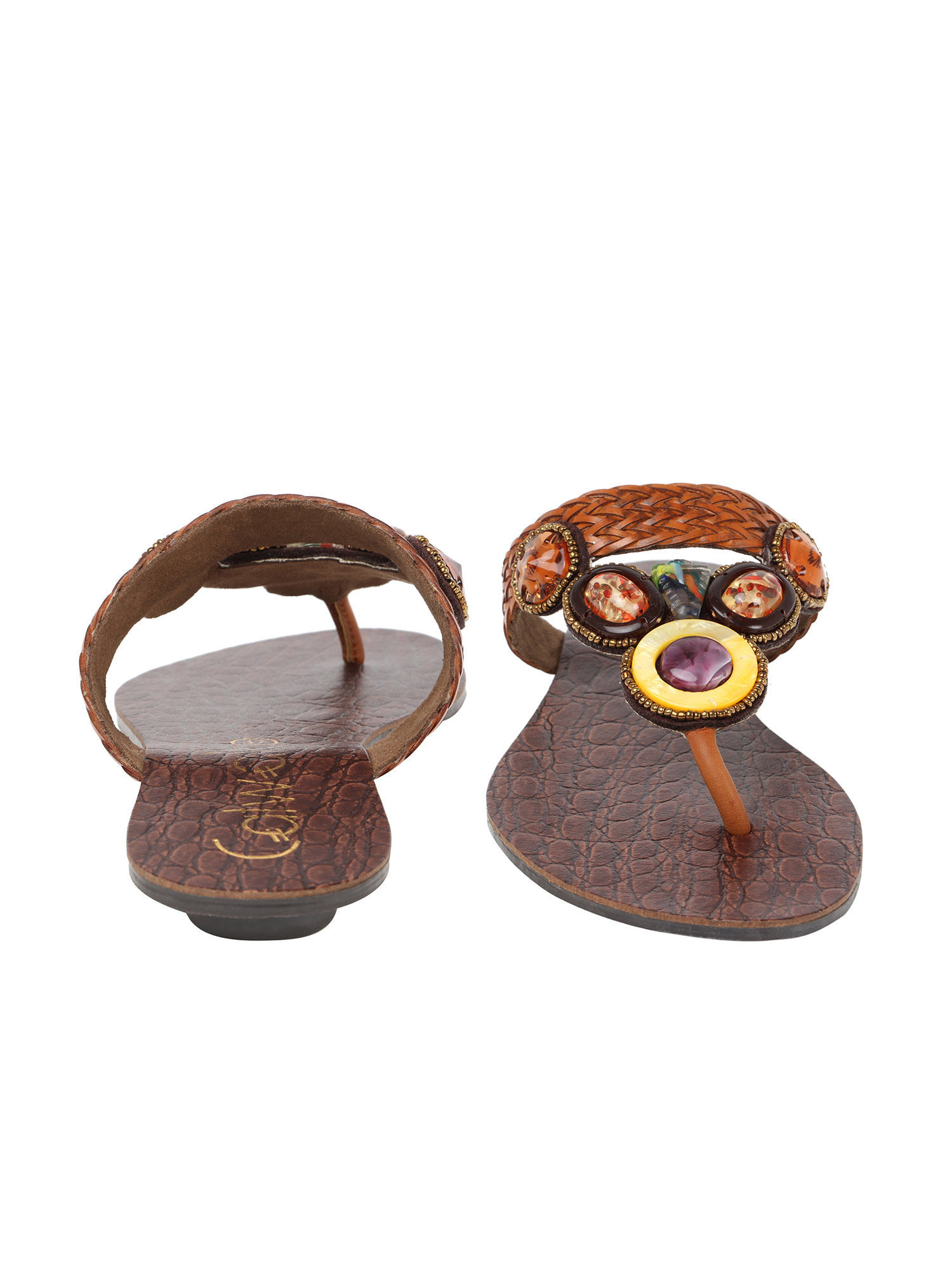 Buy Catwalk Brown Embellished Flats Online