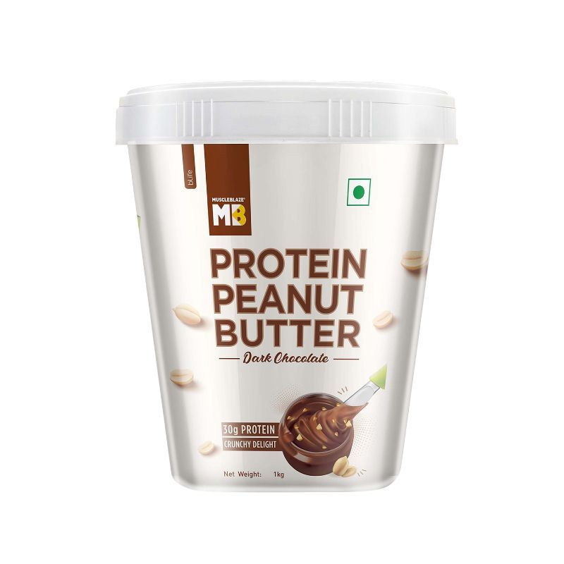 MuscleBlaze High Protein Peanut Butter With Whey Protein Concentrate, Crunchy - Dark Chocolate
