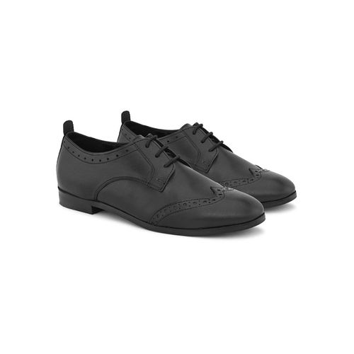 brogue black leather oxfords womens