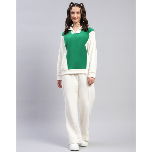 Buy Womens Colorblock White Collared Neck Full Sleeve