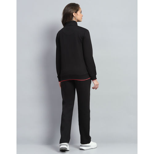 Buy Monte Carlo Womens Black Solid Mock Neck Full Sleeve Tracksuit