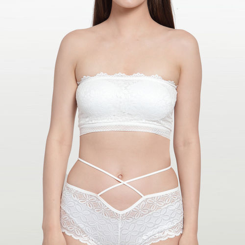 Buy PrettyCat Strapless Back-strings Fashion Bra Panty Set - White Online