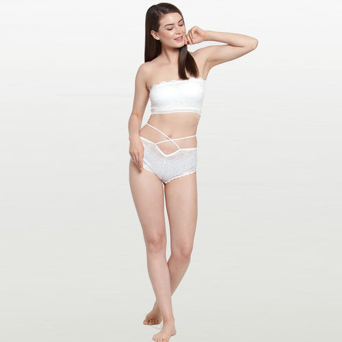 Buy PrettyCat Strapless Back-strings Fashion Bra Panty Set - White Online