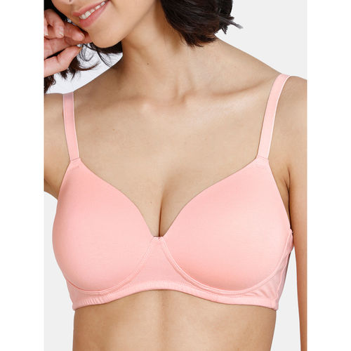 Buy Zivame Padded Non Wired 3/4th Coverage T-Shirt Bra - Peach