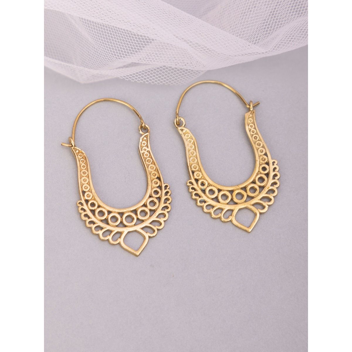 Gold Plated Indian Jaipur Hoop Earrings  Juulrycom