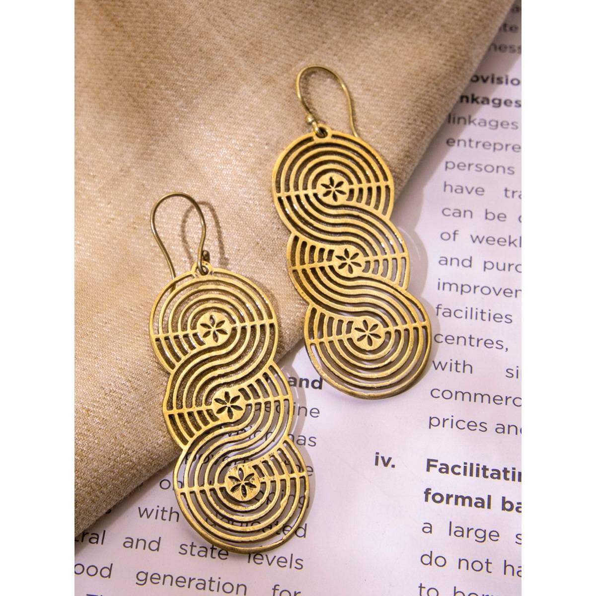 Studio One Love Circular Melodies Gold-Plated Drops and Danglers