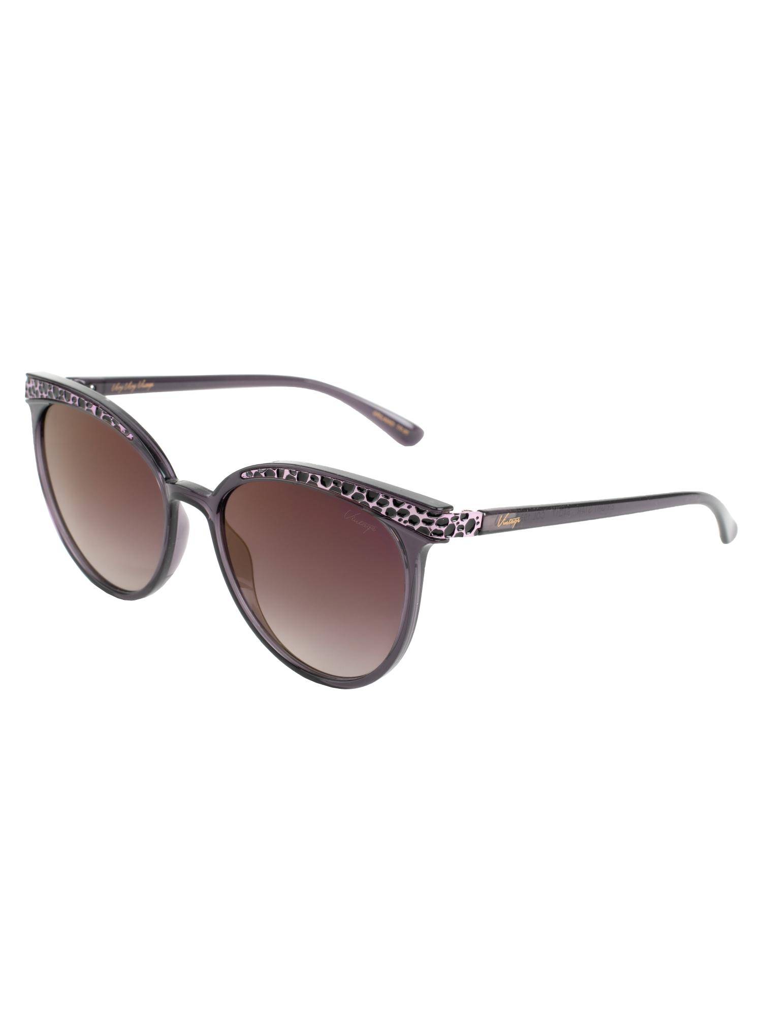 Vintage Women UV Protected Grey Lens Round Sunglasses (54)
