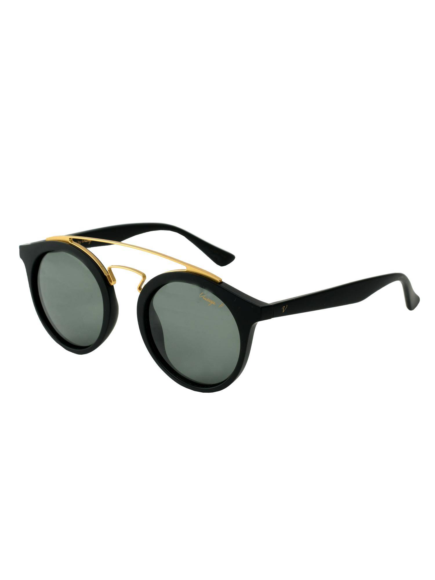 Vintage Unisex Polarised & UV Protected Green Lens Round Sunglasses (47)