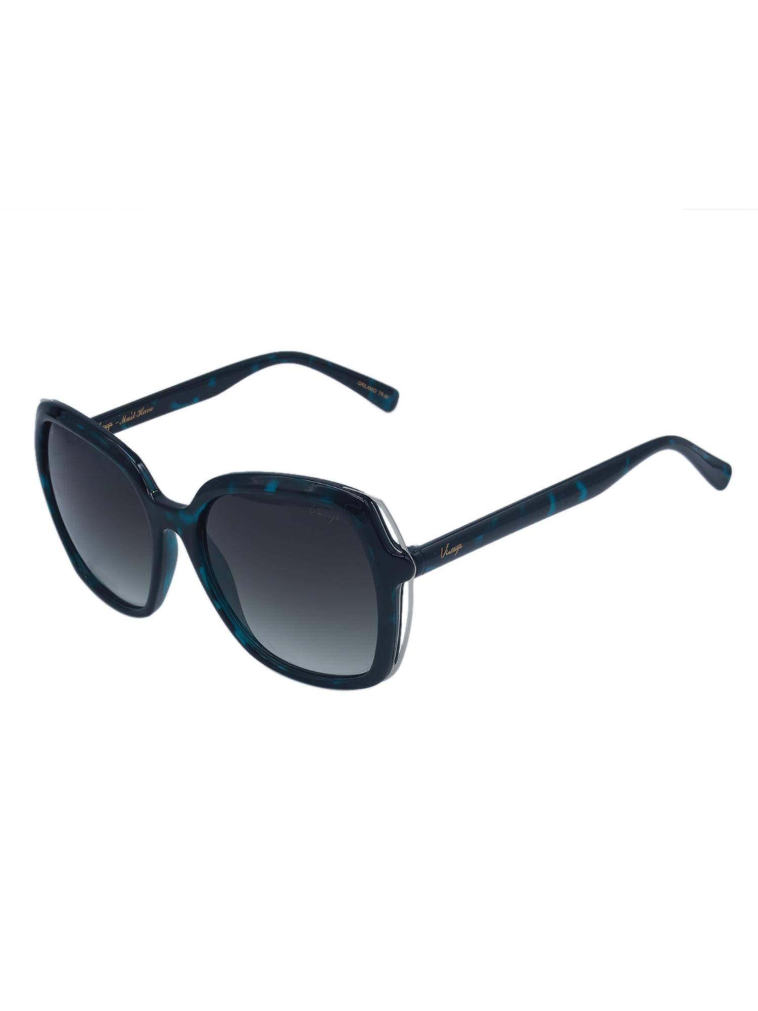 Vintage Women UV Protected Blue Lens Butterfly Sunglasses (56)