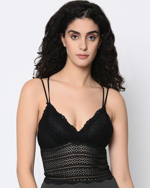 Buy Da Intimo Black Lace Lightly Padded Bralette Bra Online