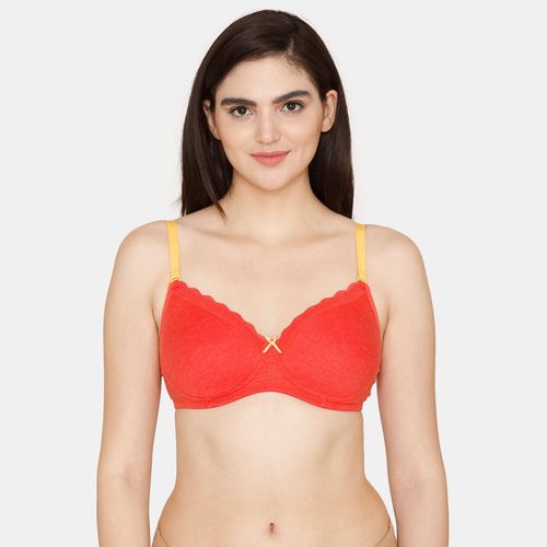 Buy Zivame Rosaline Padded Non Wired 3-4th Coverage T-Shirt Bra (Pack of 2)  - Fiery Red Cork Online