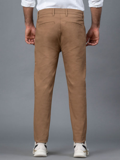 Buy Red Tape Men's Khaki Solid Cotton Spandex Skinny Chinos Online