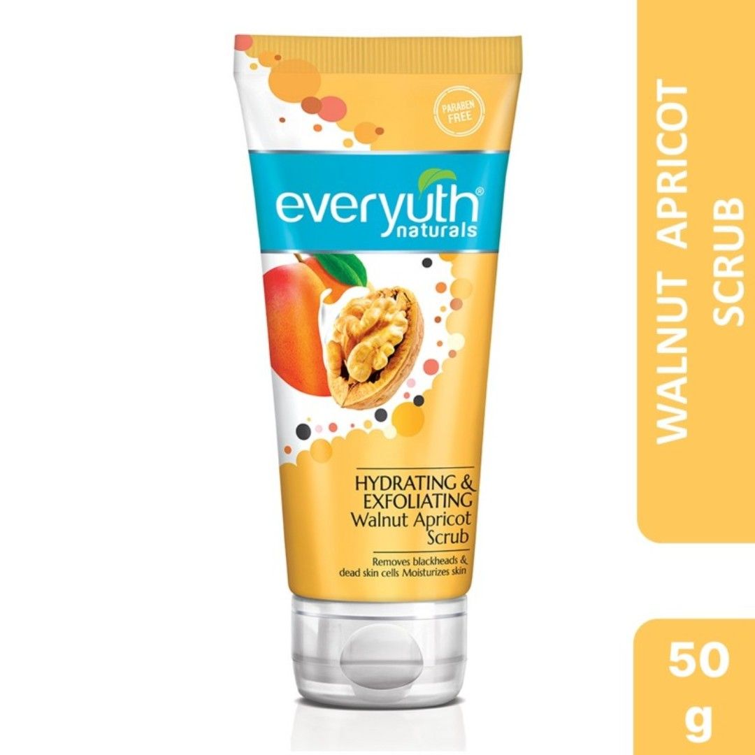 Everyuth Naturals Hydrating & Exfoliating Walnut Apricot Scrub, Gentle Face Scrub