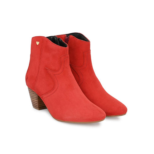 Delize Red Womens Mid Heel Goat Suede Leather Ankle Boots (EURO 36)