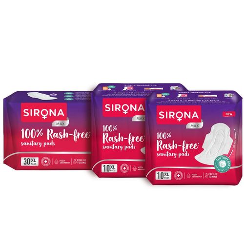 Buy Sirona 100% Rash Free Sanitary Pads for Women (XL) - Pack of 30 Online