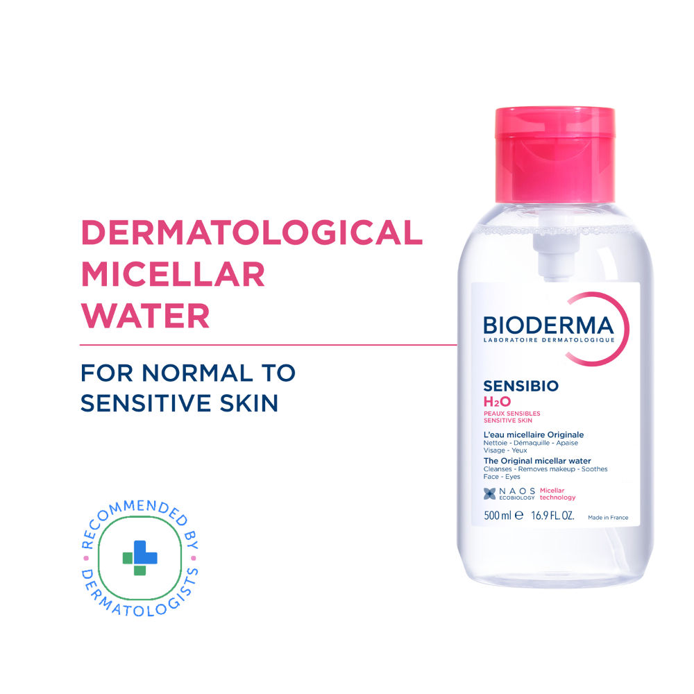 Bioderma Micellar Water Sensibio H2O With Cucumber Extract Removes Makeup - Pump