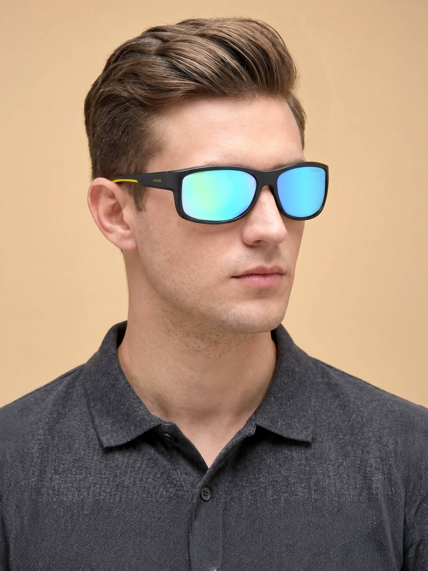 IDEE Blue Rectangle 100% Uv Protected Sunglasses For Men Size 64