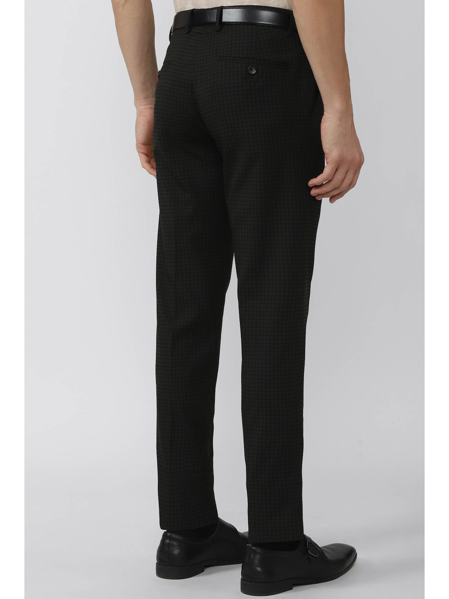 Buy Peter England Men Black Check Super Slim Fit Formal Trousers online