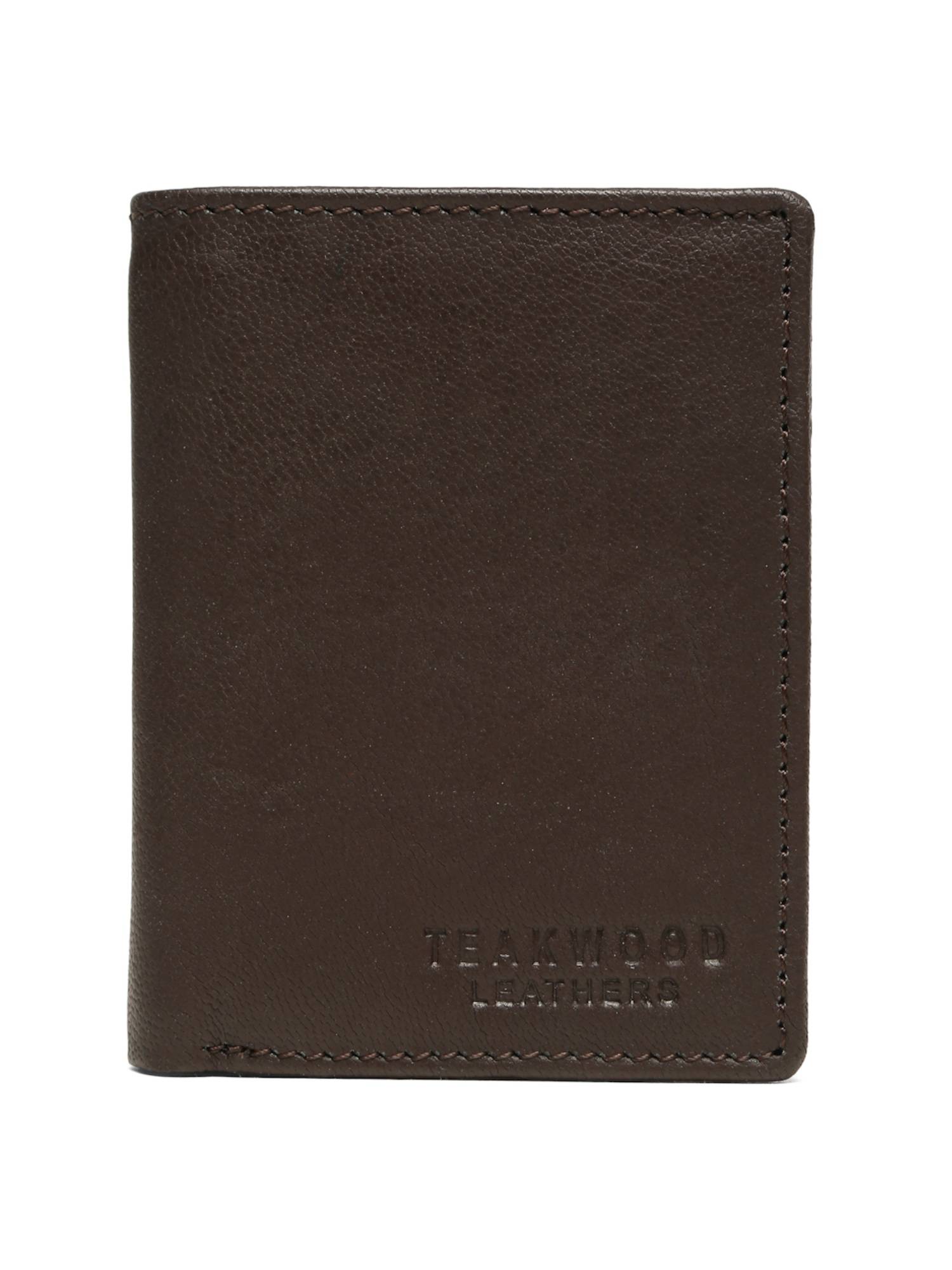 Buy Teakwood Leathers Men's Brown Leather Tri-Fold Wallet Online