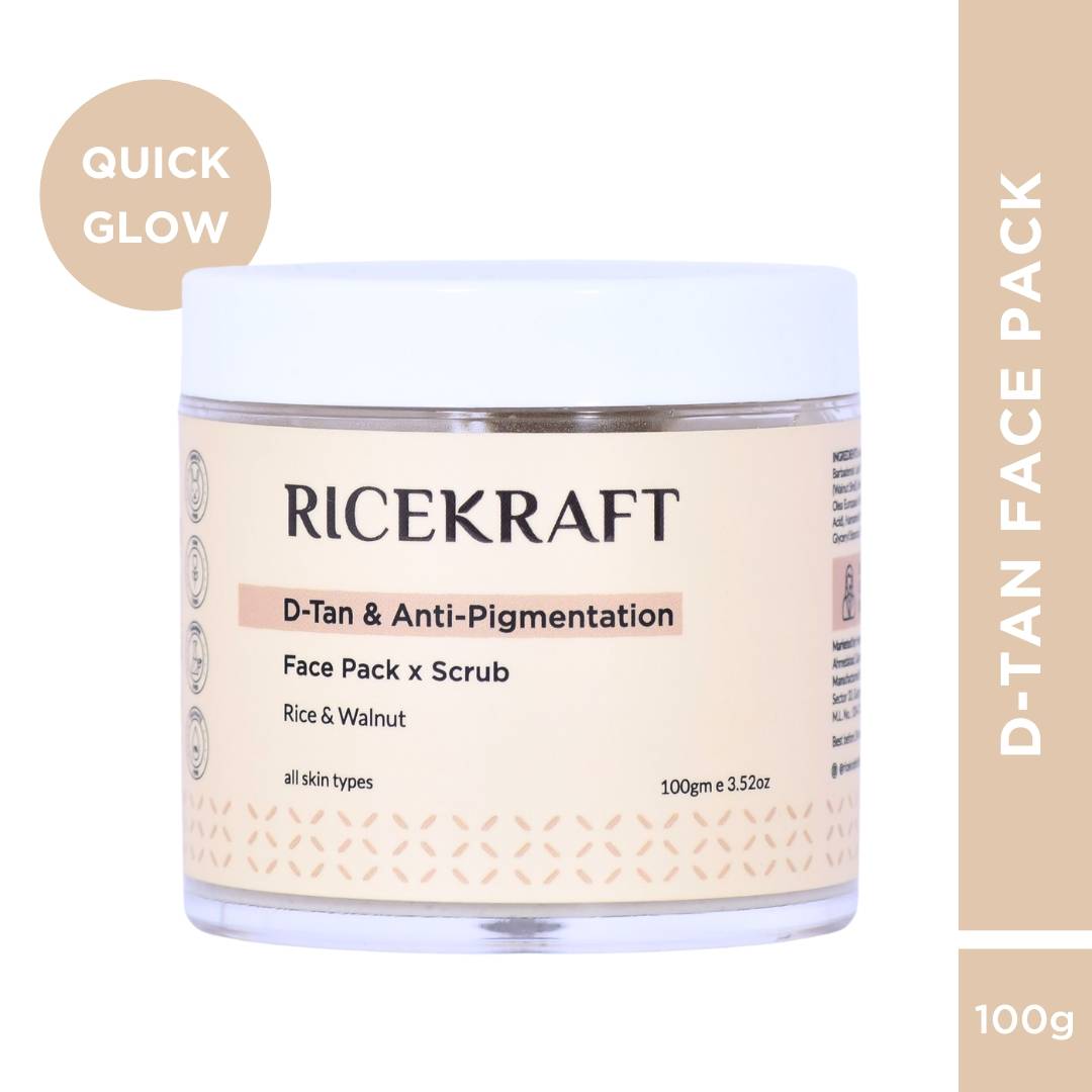 Ricekraft Detan Face Pack Scrub With Rice, Walnut For Tan Removal and Glowing Skin