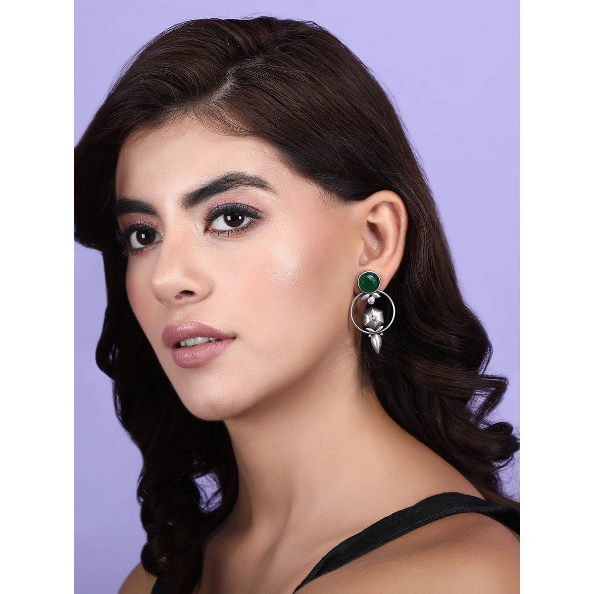 Auraa Trends Elegant Oxidised Green Earrings For women