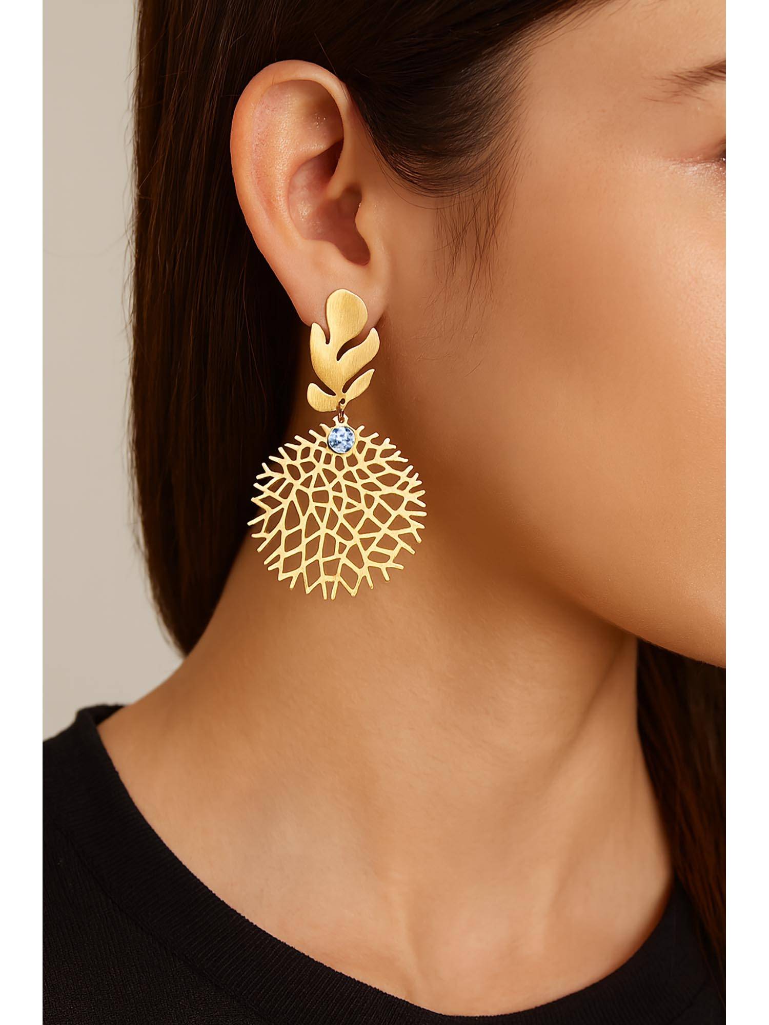 VIEN Minimal Gold-Plated Earrings for Women White