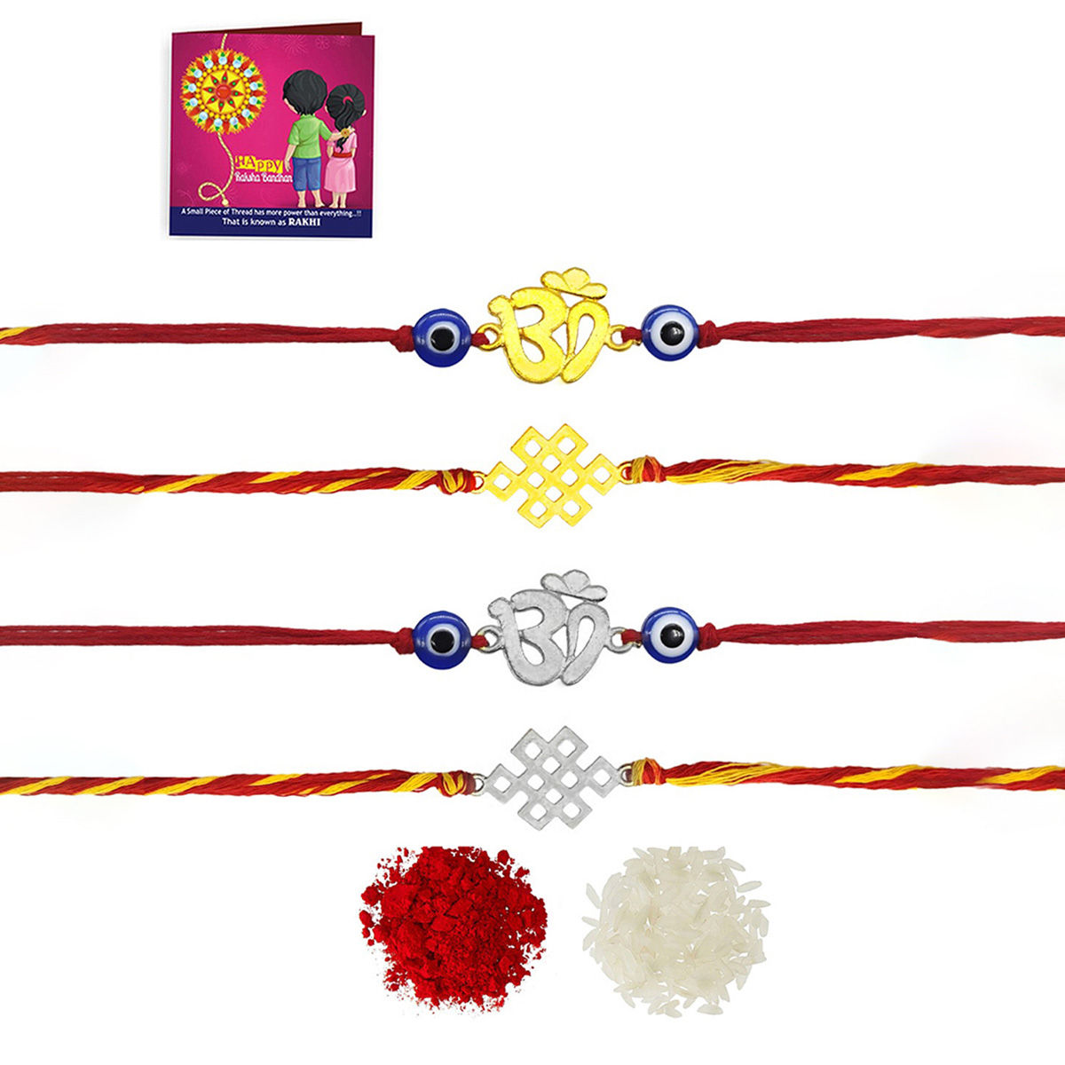 Yellow Chimes Traditional Gold Plated Rakhi Set Buy Yellow Chimes