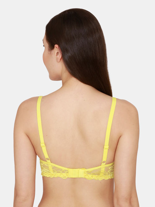 Buy Zivame Rosaline Single Layered Non Wired 3/4Th Coverage Lace Bra -  Lemon Zest - Yellow online