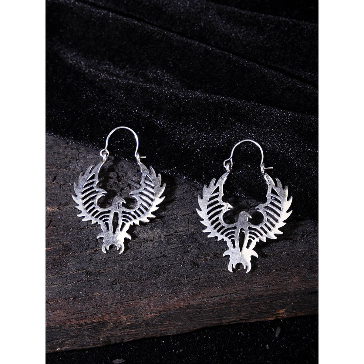 Studio One Love Hawk Eyed Silver-Plated Handmade Brass Hoop Earrings