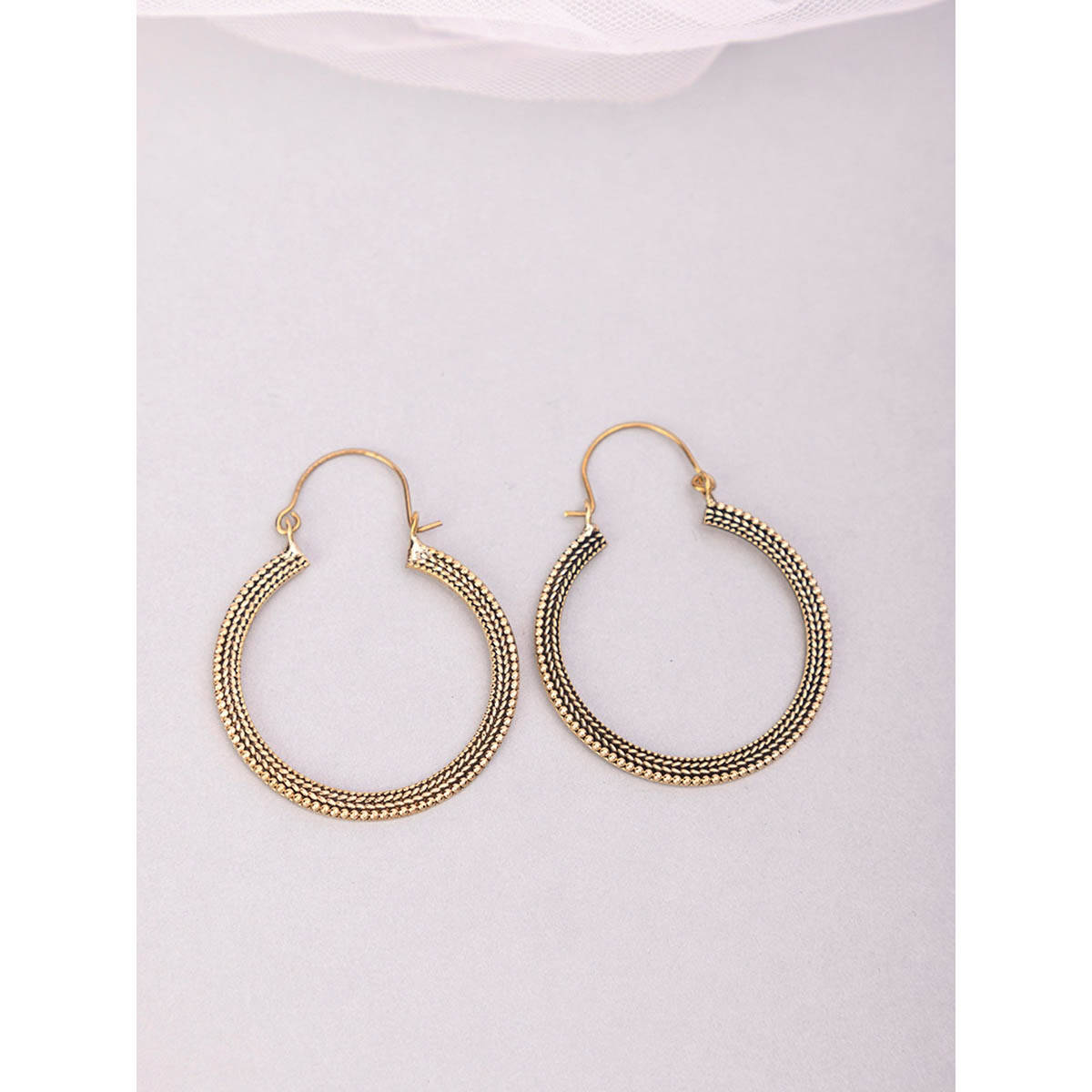 Studio One Love Circle of Life Gold-Plated Handmade Brass Hoop Earrings