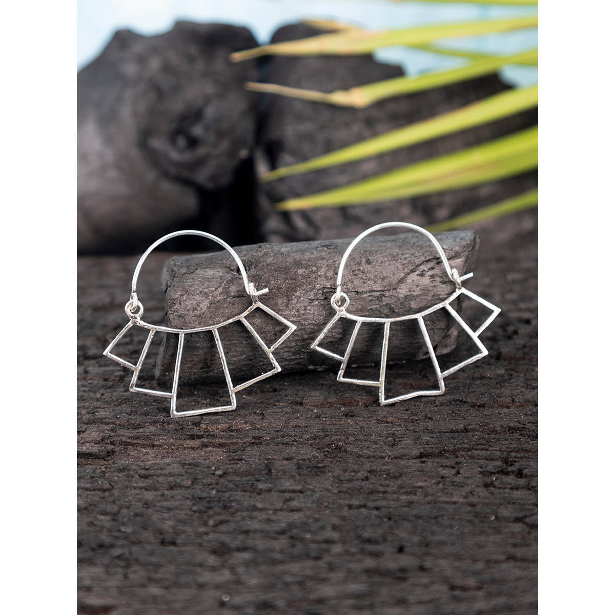 Studio One Love Chunky Melody Silver-Plated Handmade Brass Hoop Earrings