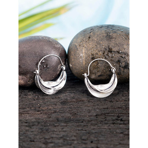 Studio One Love Twisted Tantrums Silver-Plated Handmade Brass Hoop Earrings