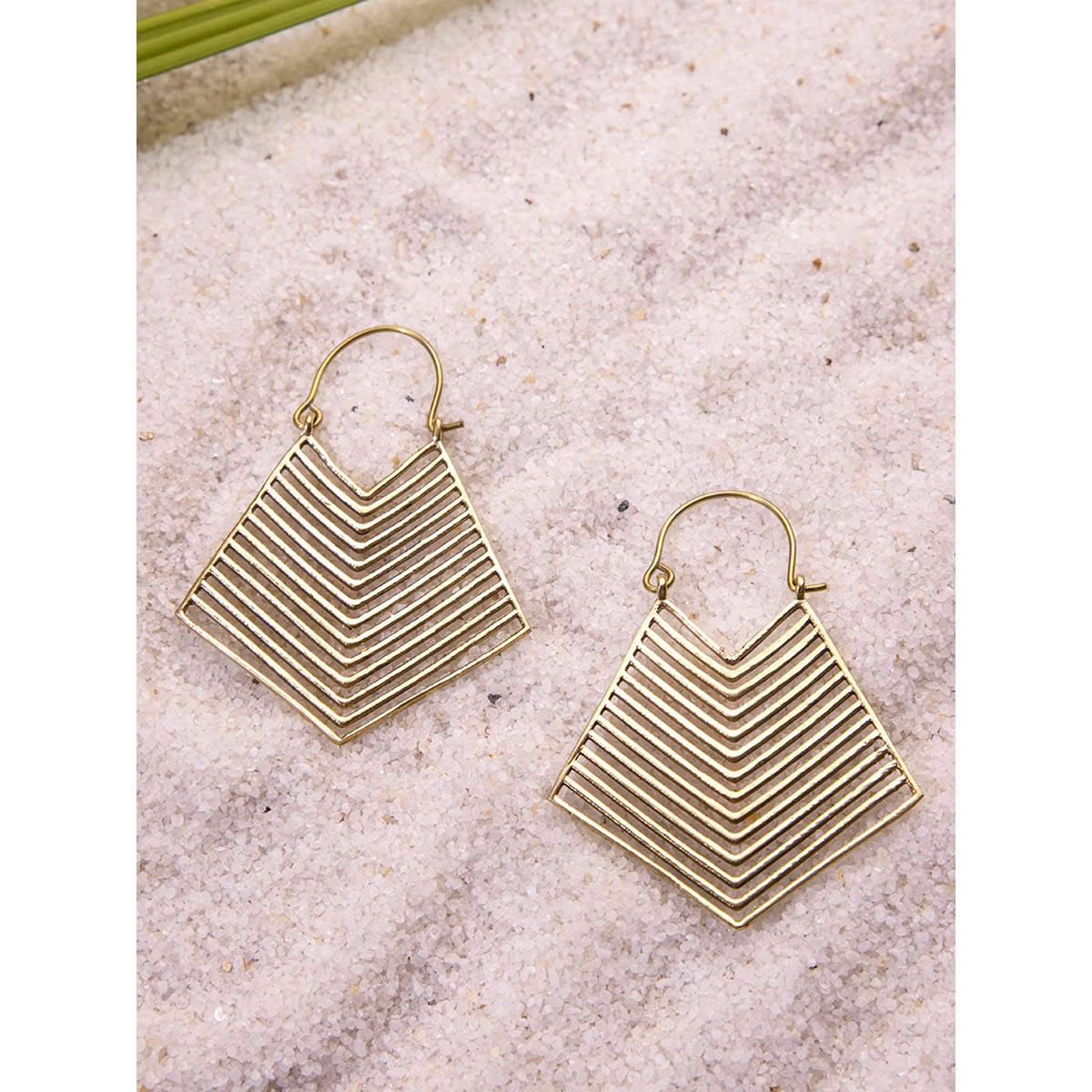 Studio One Love Irregular Beauty Gold-Plated Handmade Brass Hoop Earrings