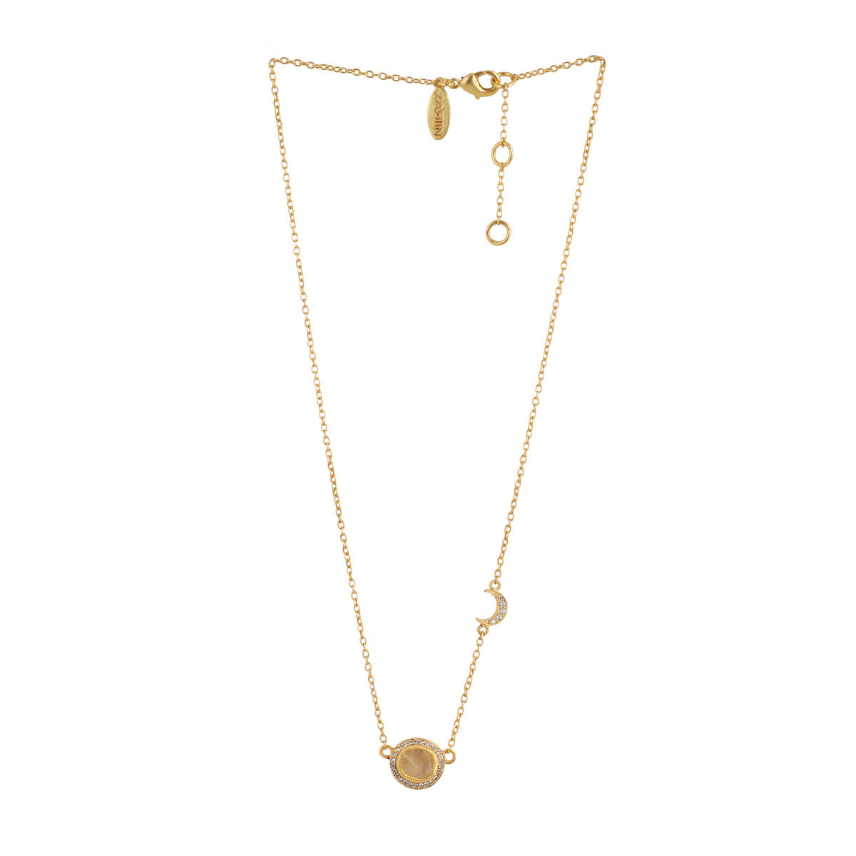 Zariin Gold Rock Routine Citrine Long Necklace