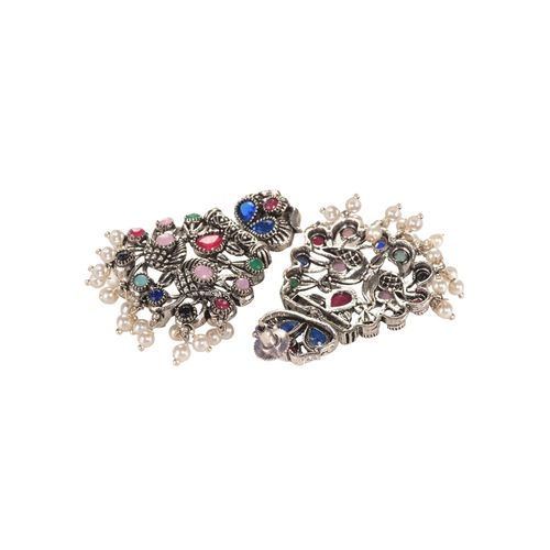 Buy Saraf RS Jewellery Silver Oxidised Multi Stone Studded