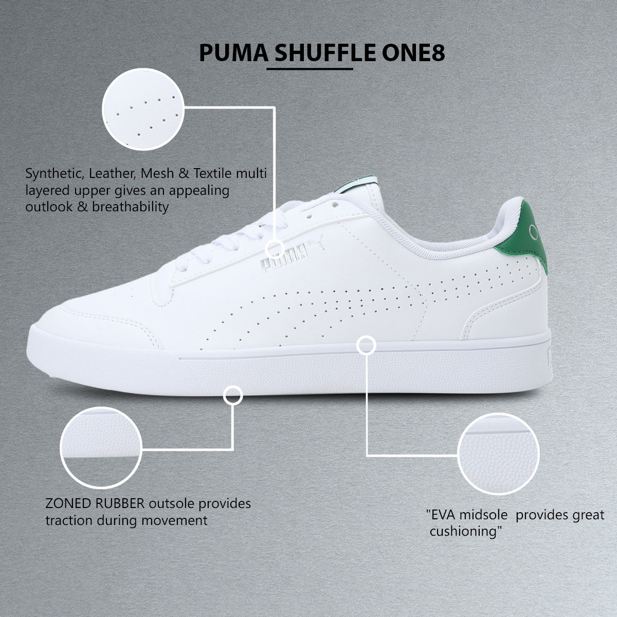 Buy Puma Shuffle One8 Unisex White Casual Shoes Online